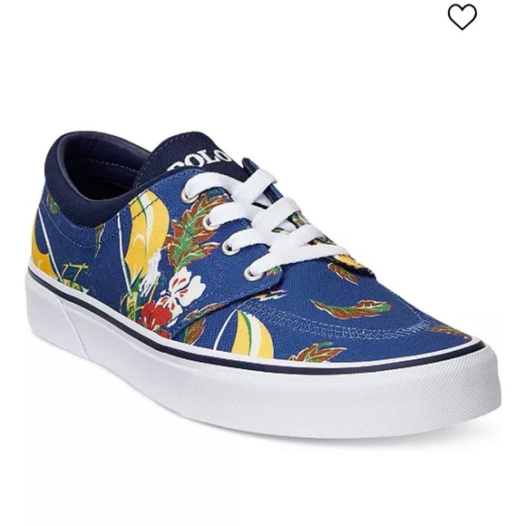 Polo by Ralph Lauren Faxon X Blue Floral Sneakers. Men’s Size 10.5 NWOB. - Picture 1 of 11